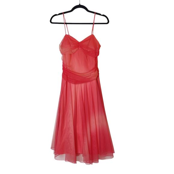 Vtg City Triangles Pink Sheer Sparkly Tulle Fairy Prom Party Dress Small 90s Y2K - Picture 1 of 11